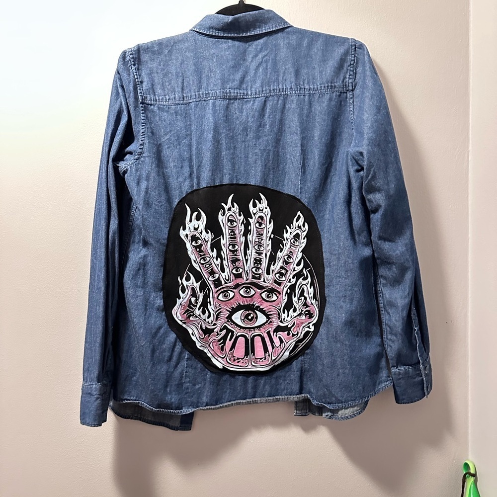 Tool blouse upcycle hand button down - image 5